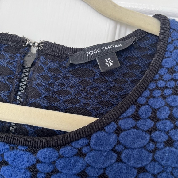 Pink Tartan blue and black print body con dress. Size XS. - Picture 3 of 5